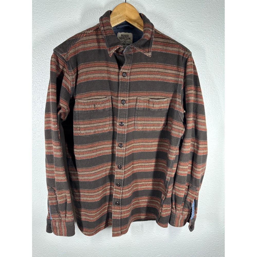 Lands End Button Down Shirt Mens MT  Blake Shelton‎ Stripe Flannel Long Sleeve